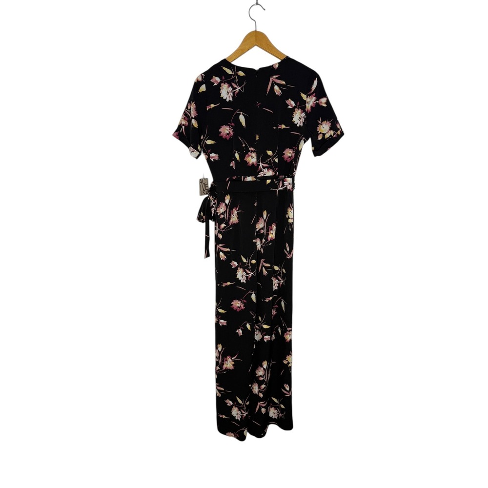 Active USA Floral Print Jumpsuit Wide Leg V Neck Black Casual Medium/Large NWT - Picture 3 of 15